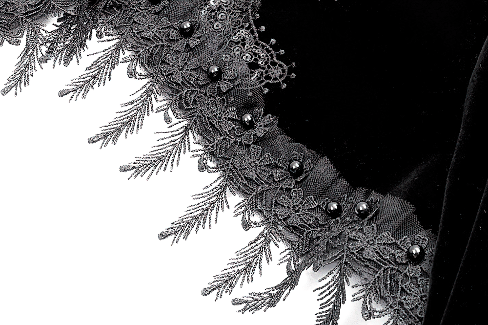 Gothic Victorian Black Velvet Bell Sleeve Bolero Jacket