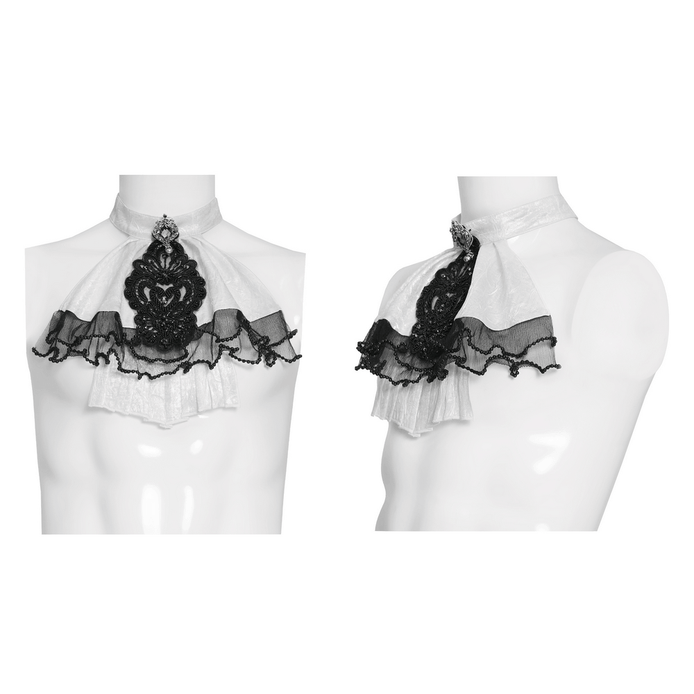 Gothic Victorian Lace Jabot Collar With Brooch