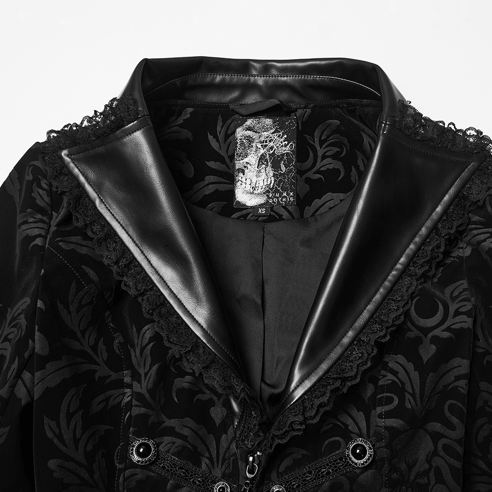 Gothic Vintage Lace-Up Velvet Jacket with Gemstone Buttons