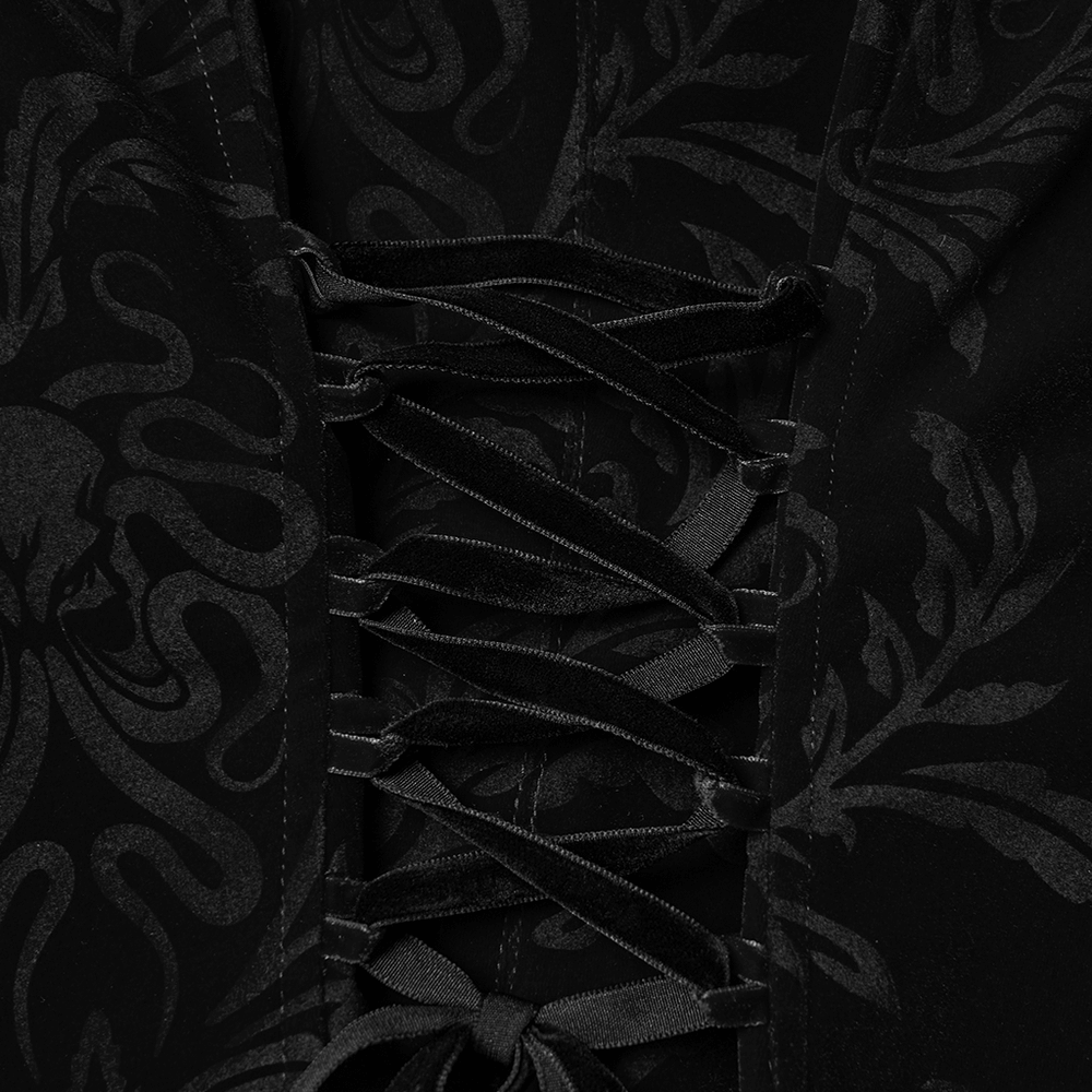 Gothic Vintage Lace-Up Velvet Jacket with Gemstone Buttons