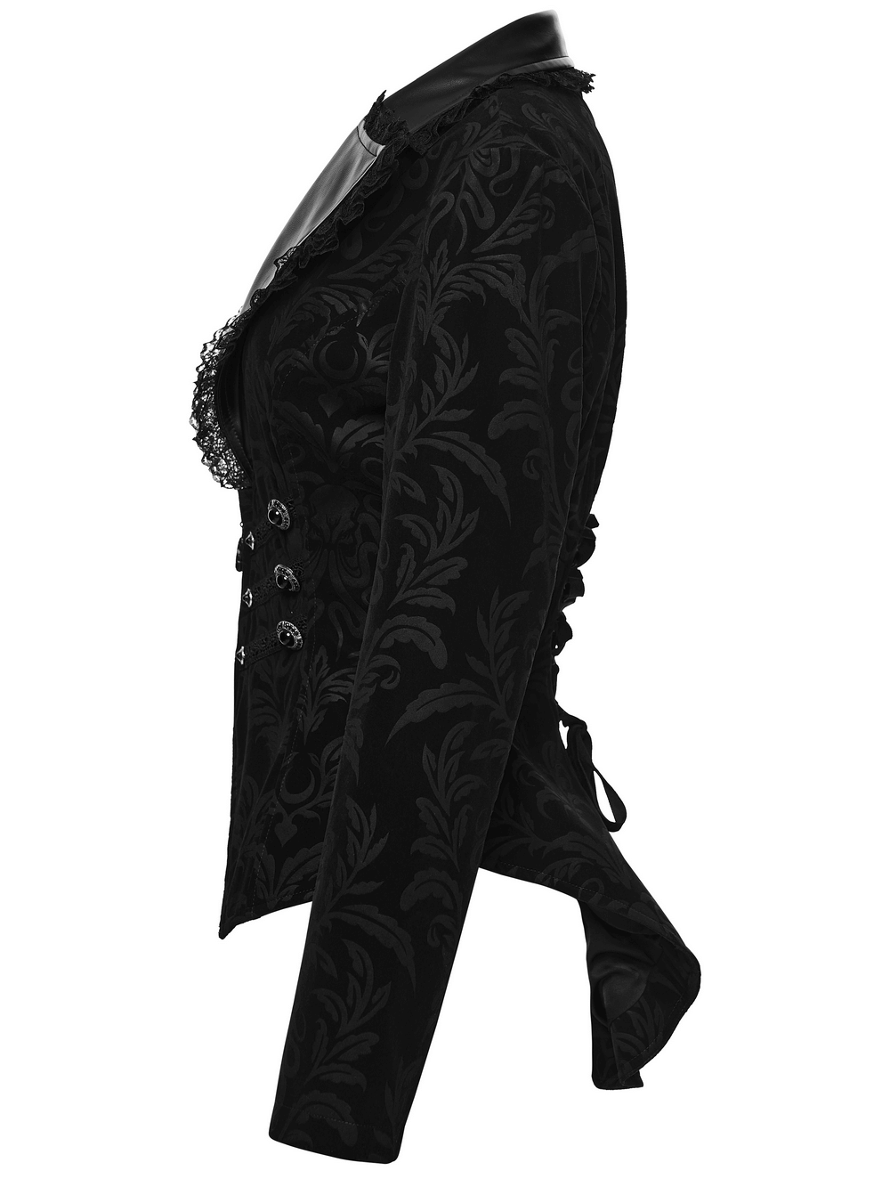 Gothic Vintage Lace-Up Velvet Jacket with Gemstone Buttons