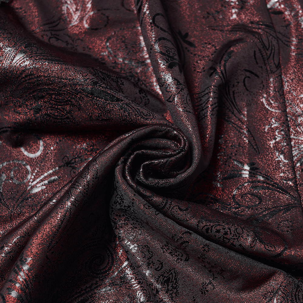 Gothic Wine Red Lace Flared Pants with Skirt Overlay