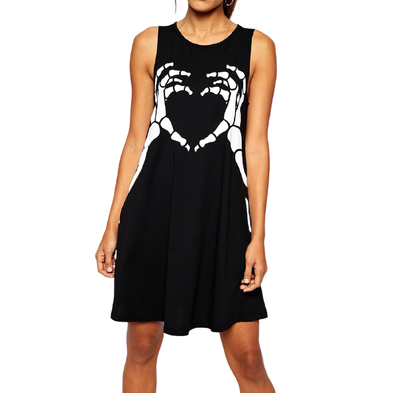 Gothic Women Sexy Dresses With Cool Print / Casual Stylish Dress