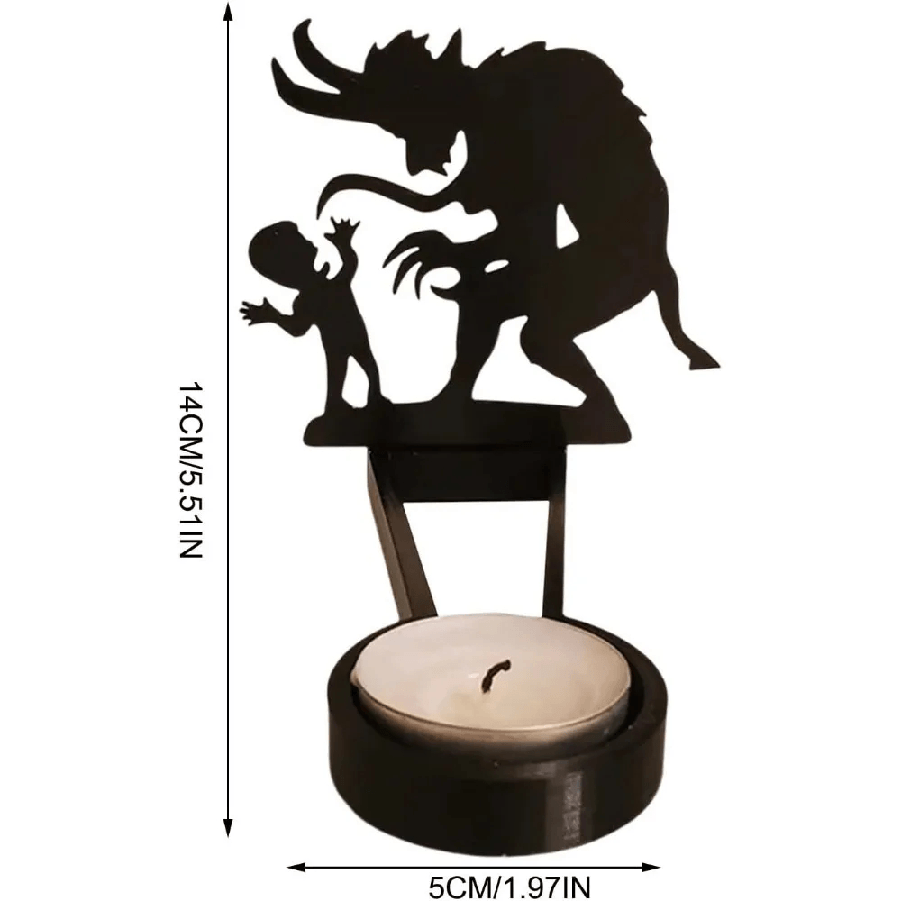 Halloween Shadow Tealight Holder with Metal Scene