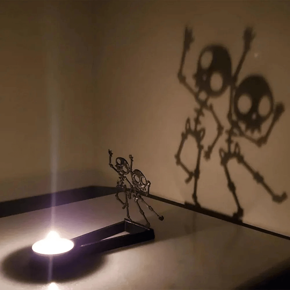 Halloween Shadow Tealight Holder with Metal Scene