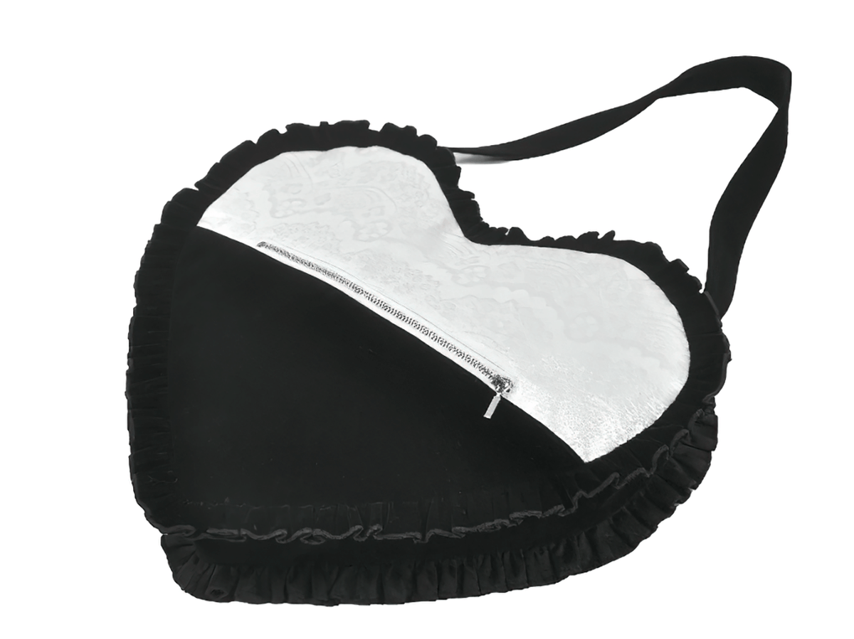Heart-Shaped Gothic Lace Bow Crossbody Bag