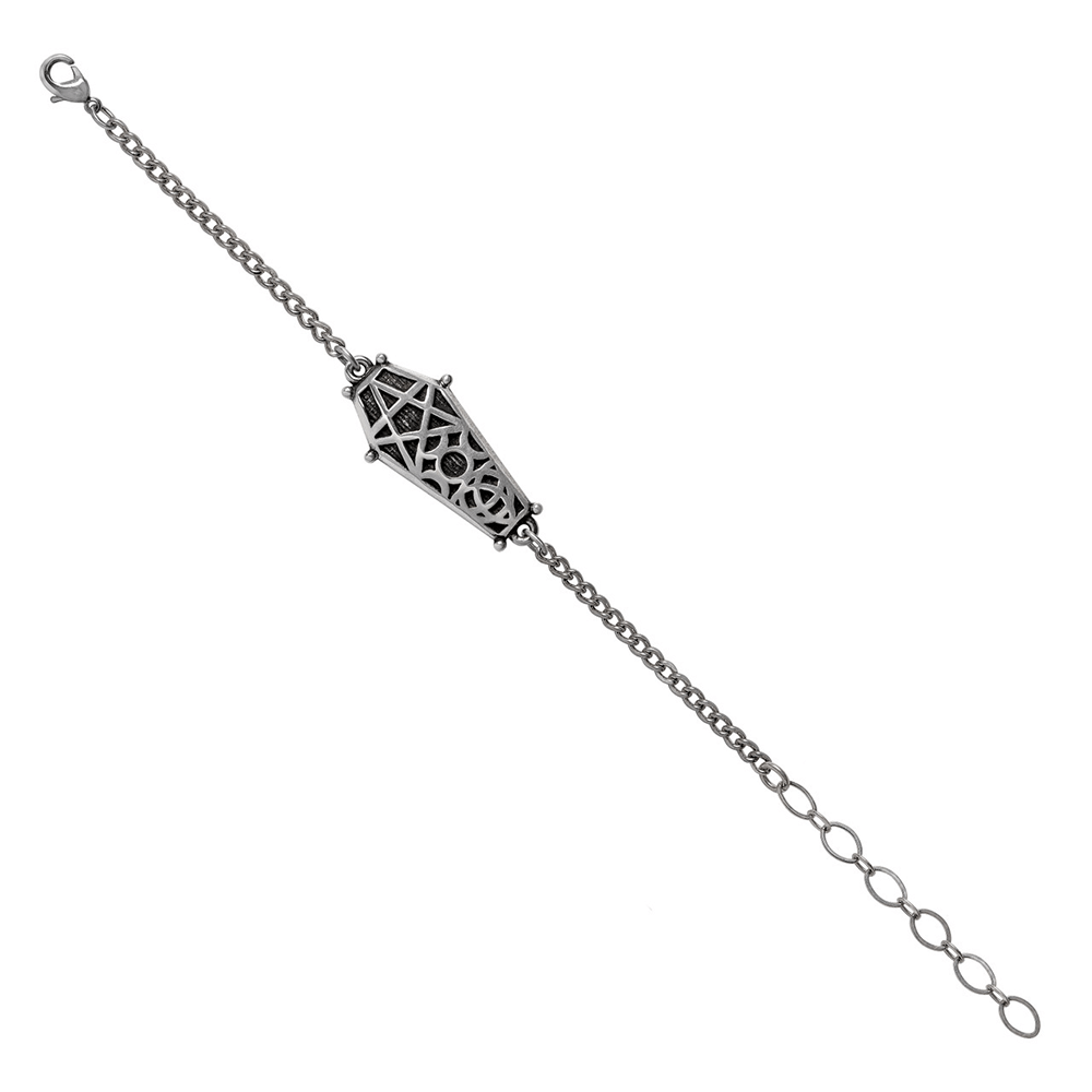 Hex Coffin Wrist Chain with Pentagram and Moon Design