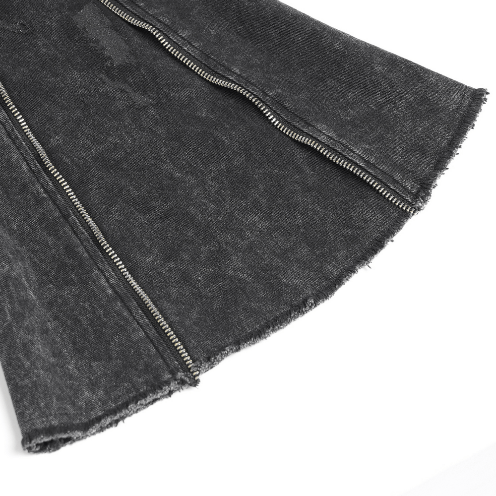 High Waist Flared Jeans with Buckles and Zipper Detail