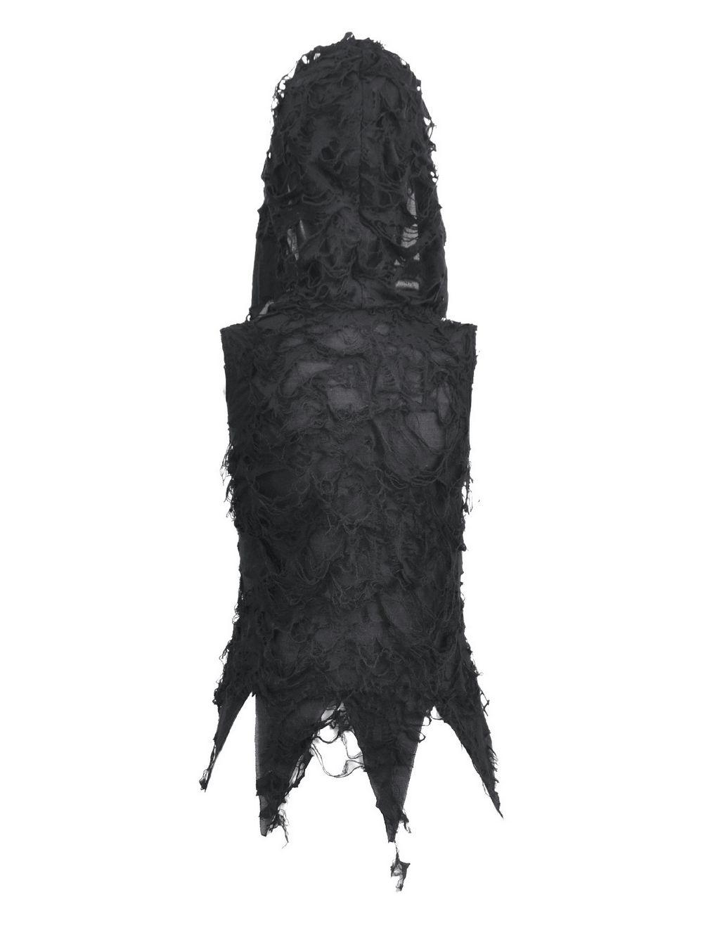 Hooded Lace Top with Fishnet Panels and Front Zipper