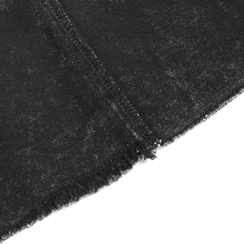 Hooded Punk Denim Vest with Washed Distressed Hem