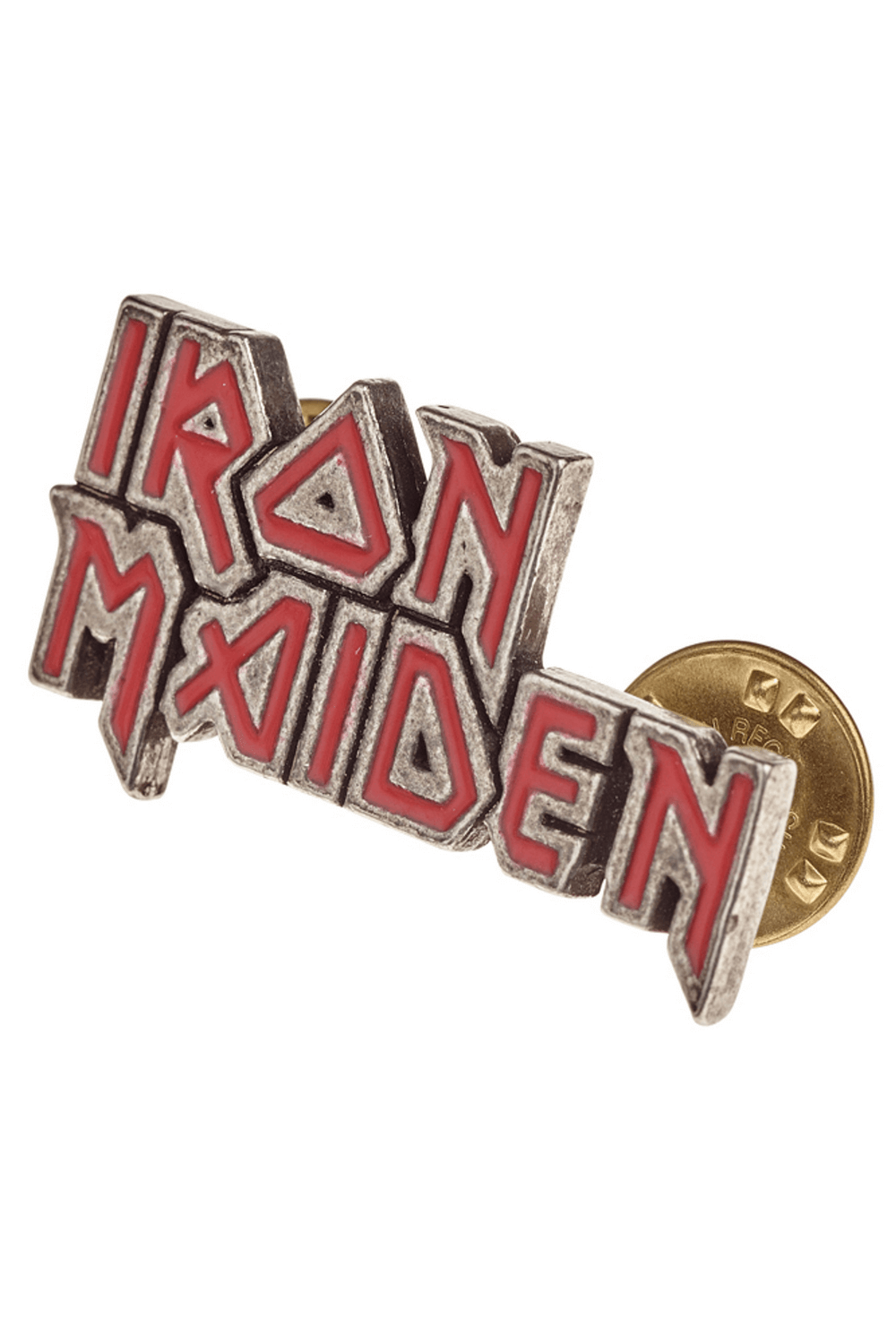 Iron Maiden Logo Pin Badge Antiqued Pewter Enamel