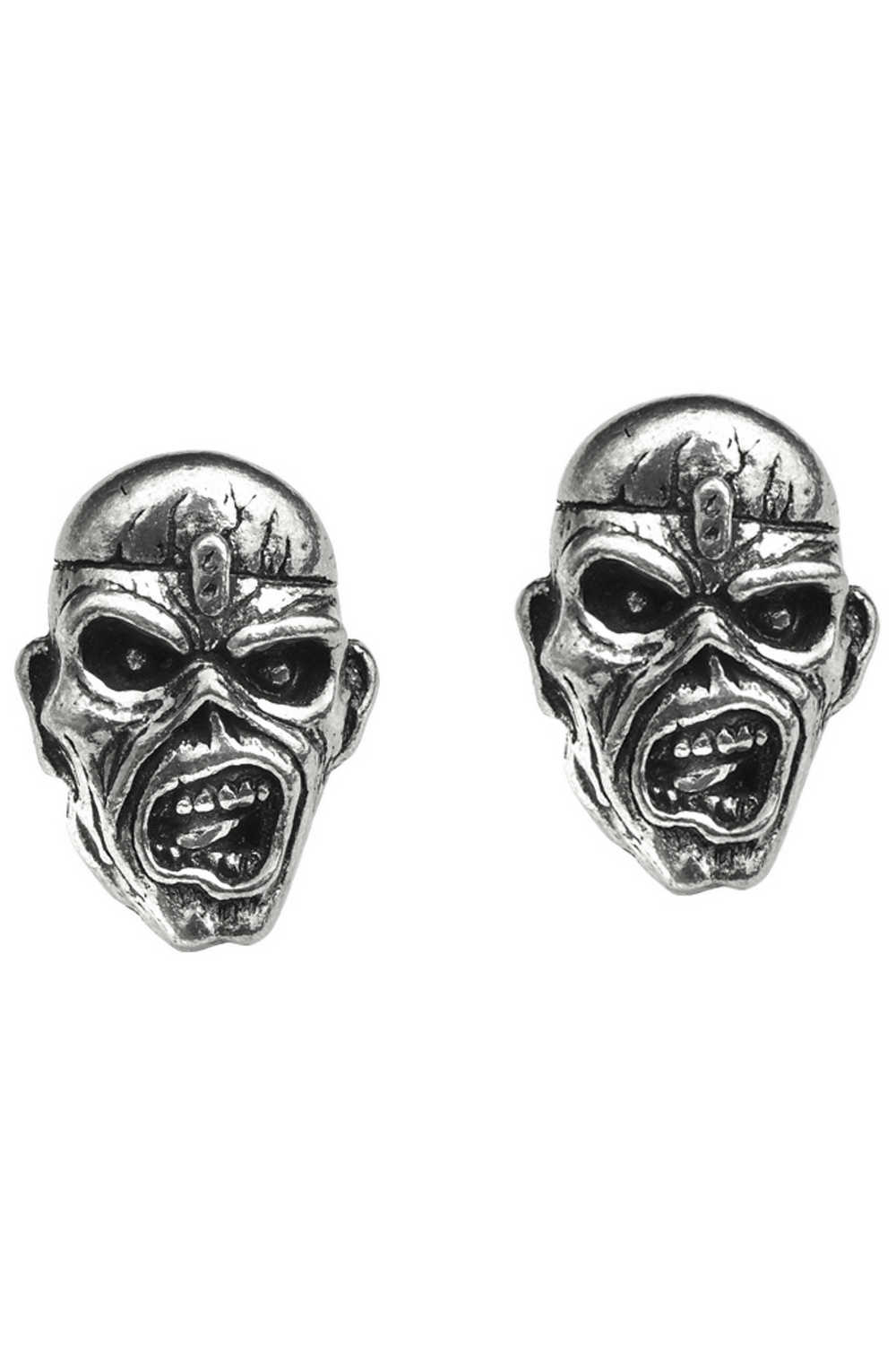 Iron Maiden "Piece of Mind" Eddie Head Pewter Stud Earrings
