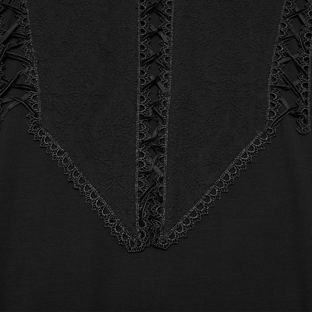 Jacquard Lace-Up Long Sleeved Stand Collar Top