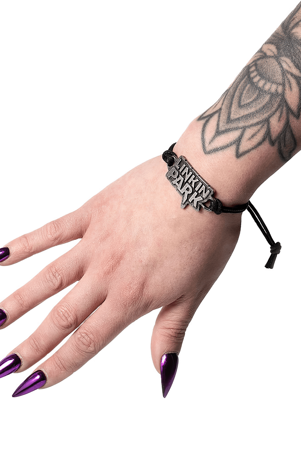 Linkin Park Pewter Logo Bracelet with Black Cord Strap