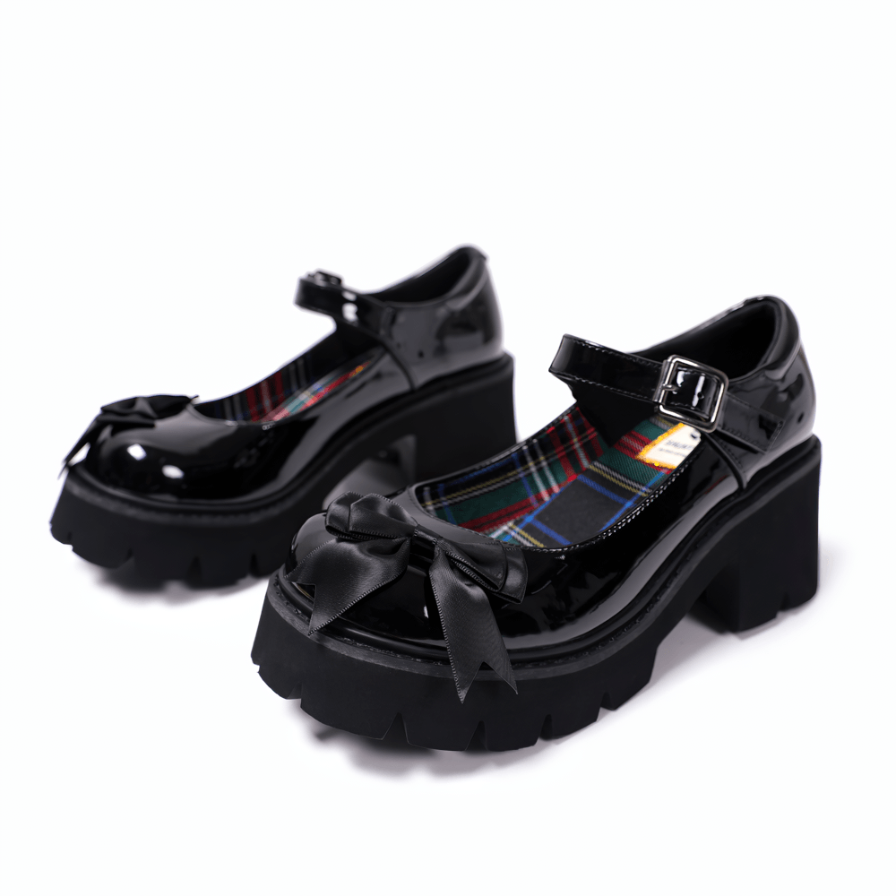 Lolita Patent Mary Jane Shoes with Bow and Heels