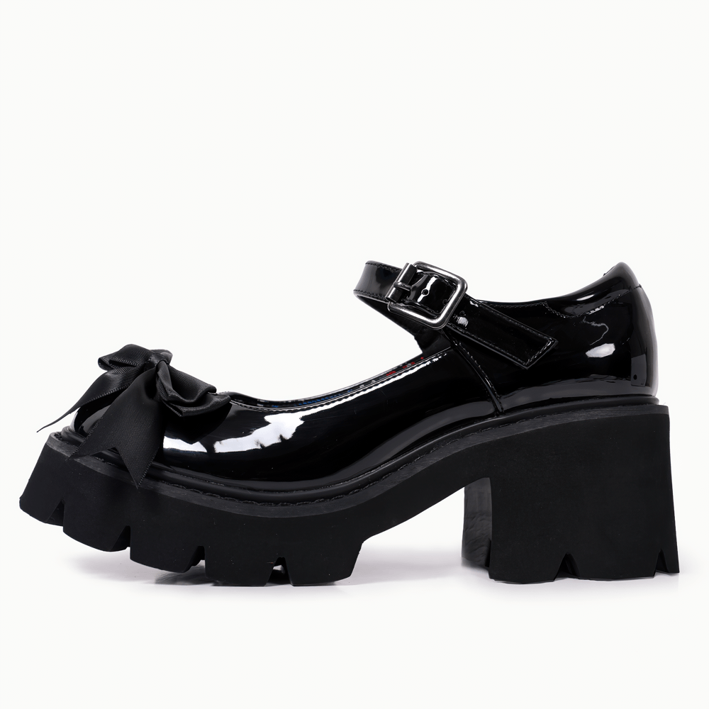 Lolita Patent Mary Jane Shoes with Bow and Heels