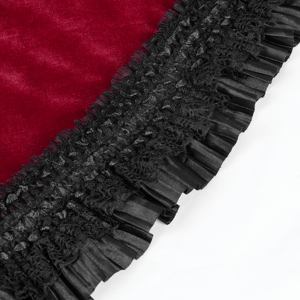 EU SALE of Luxurious Burgundy Velvet Gothic Lolita Dress with Straps