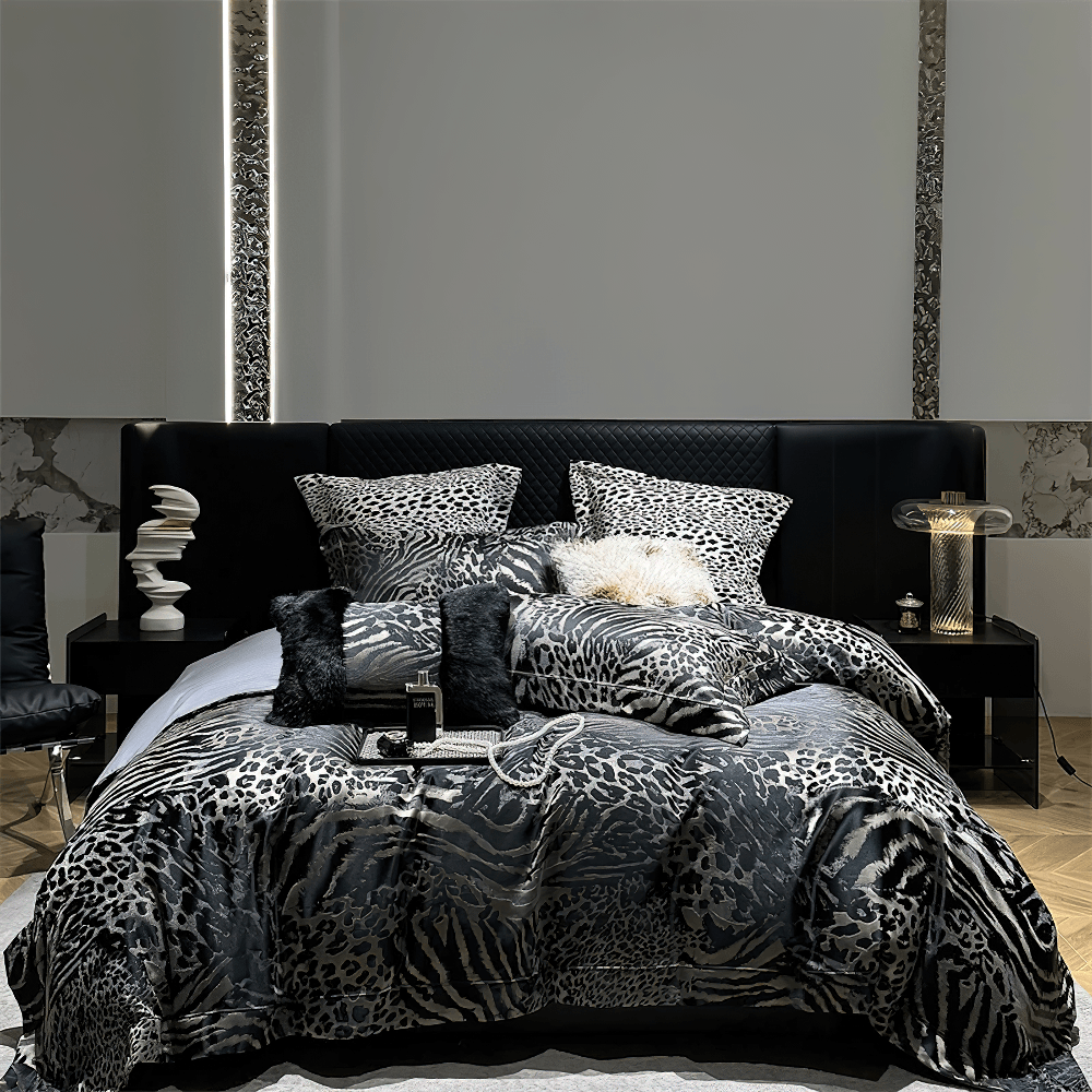 Luxury Leopard Jacquard Egyptian Cotton Bedding Set