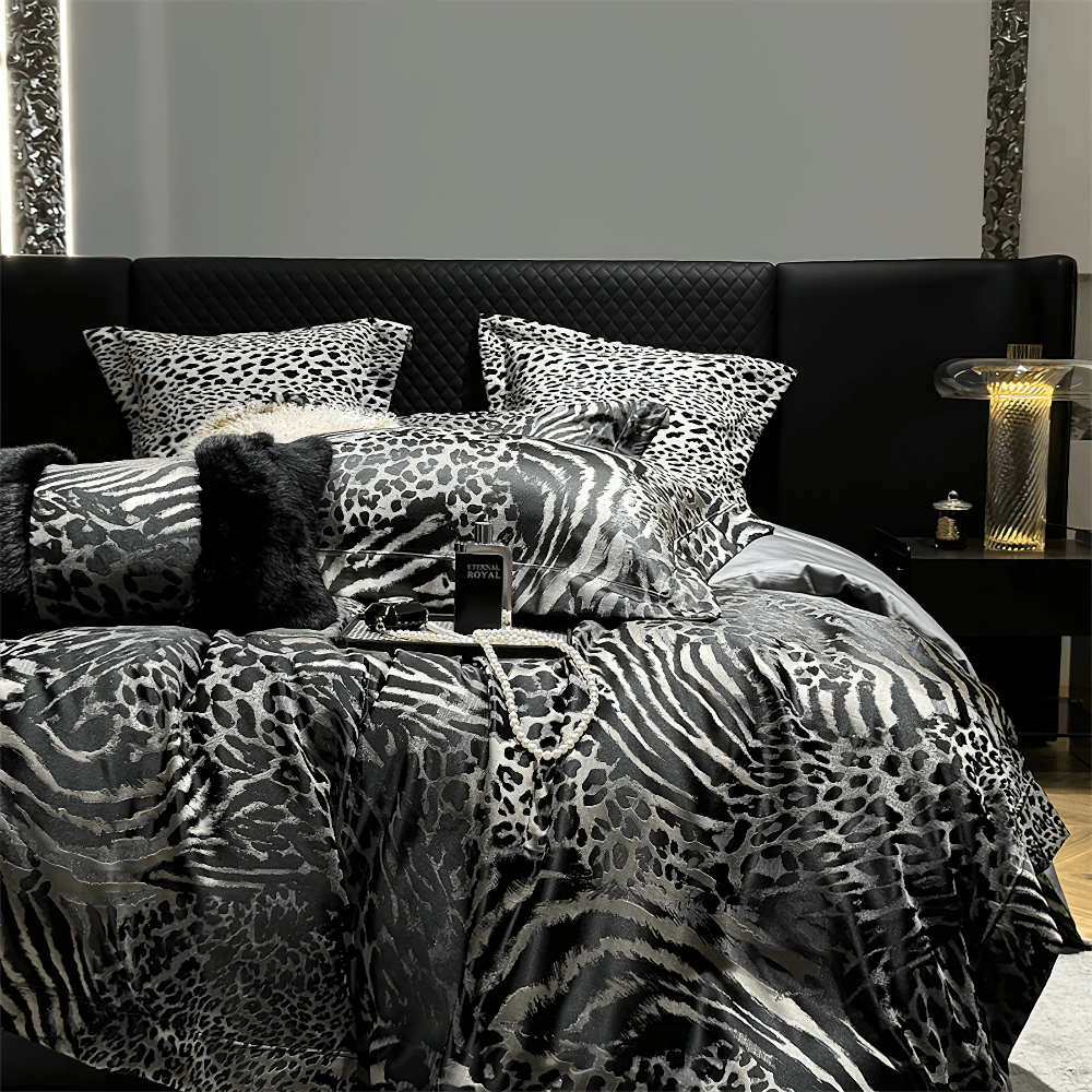 Luxury Leopard Jacquard Egyptian Cotton Bedding Set