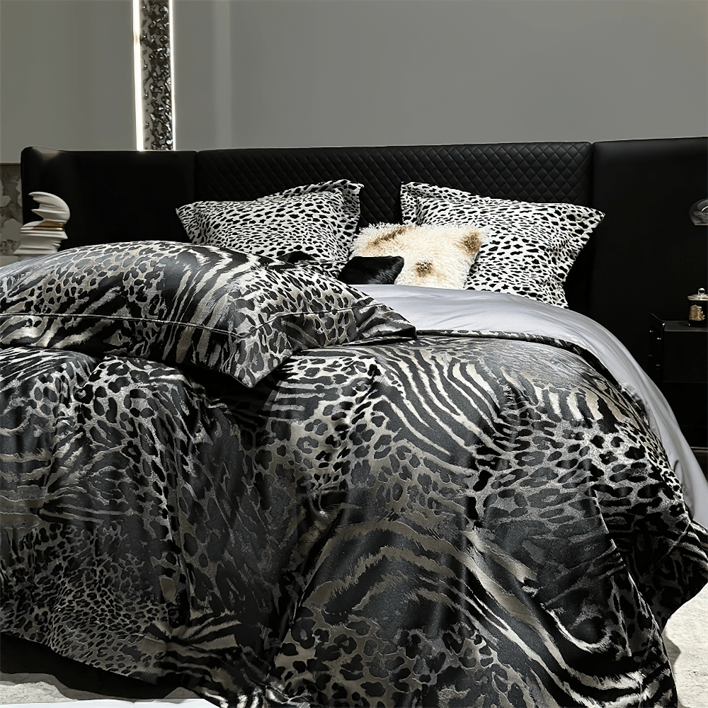 Luxury Leopard Jacquard Egyptian Cotton Bedding Set