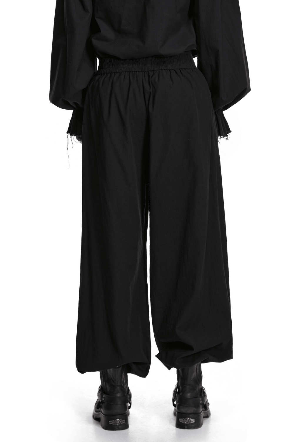 Male Black Gothic Pleated Lantern Tapered Pants