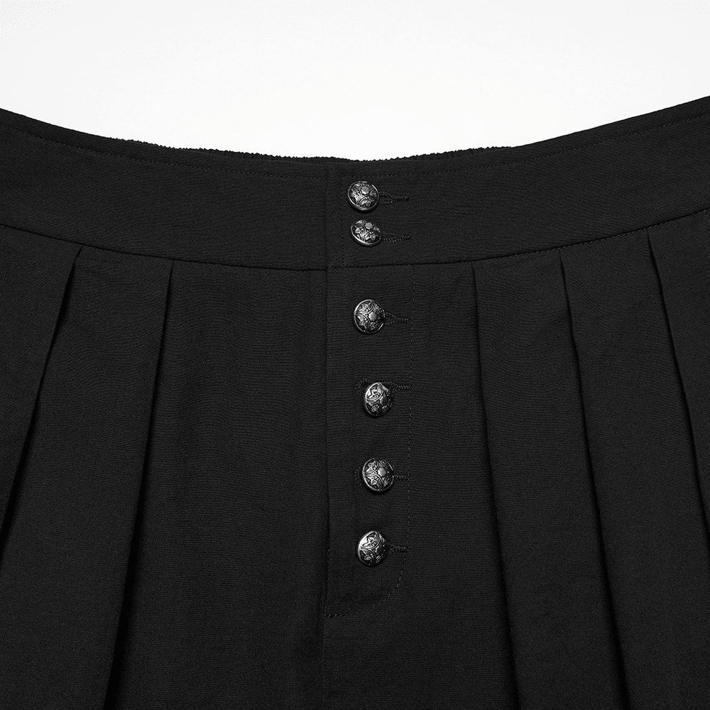 Male Black Gothic Pleated Lantern Tapered Pants