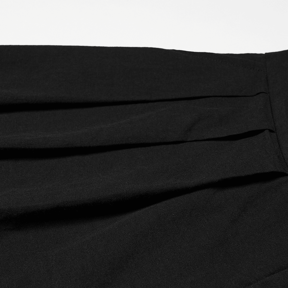 Male Black Gothic Pleated Lantern Tapered Pants