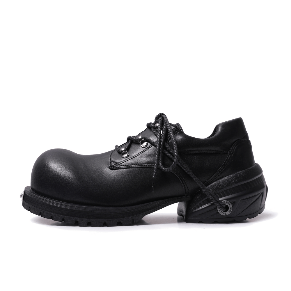 Male Black Punk Lace-Up Shoes with Chunky Platform Soles
