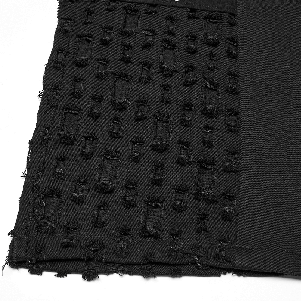 Male Black Punk Pants with Eyelets and Mesh Panels