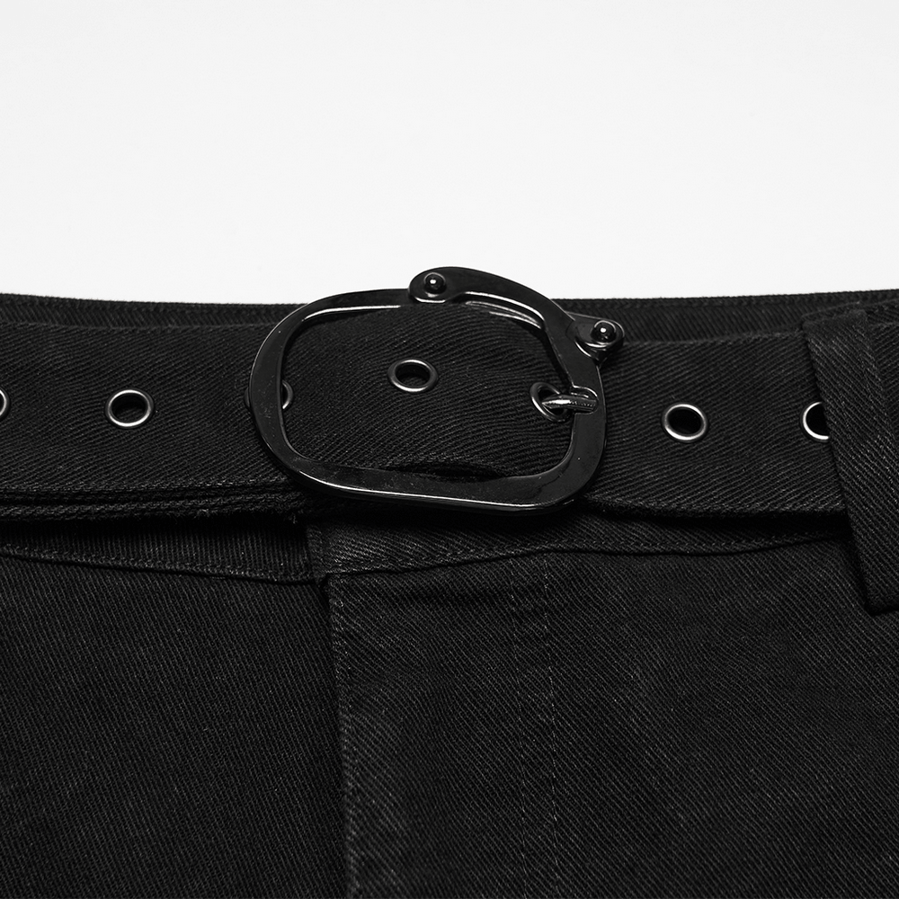 Male Bold Punk Distressed Denim Pants with Studded Rips