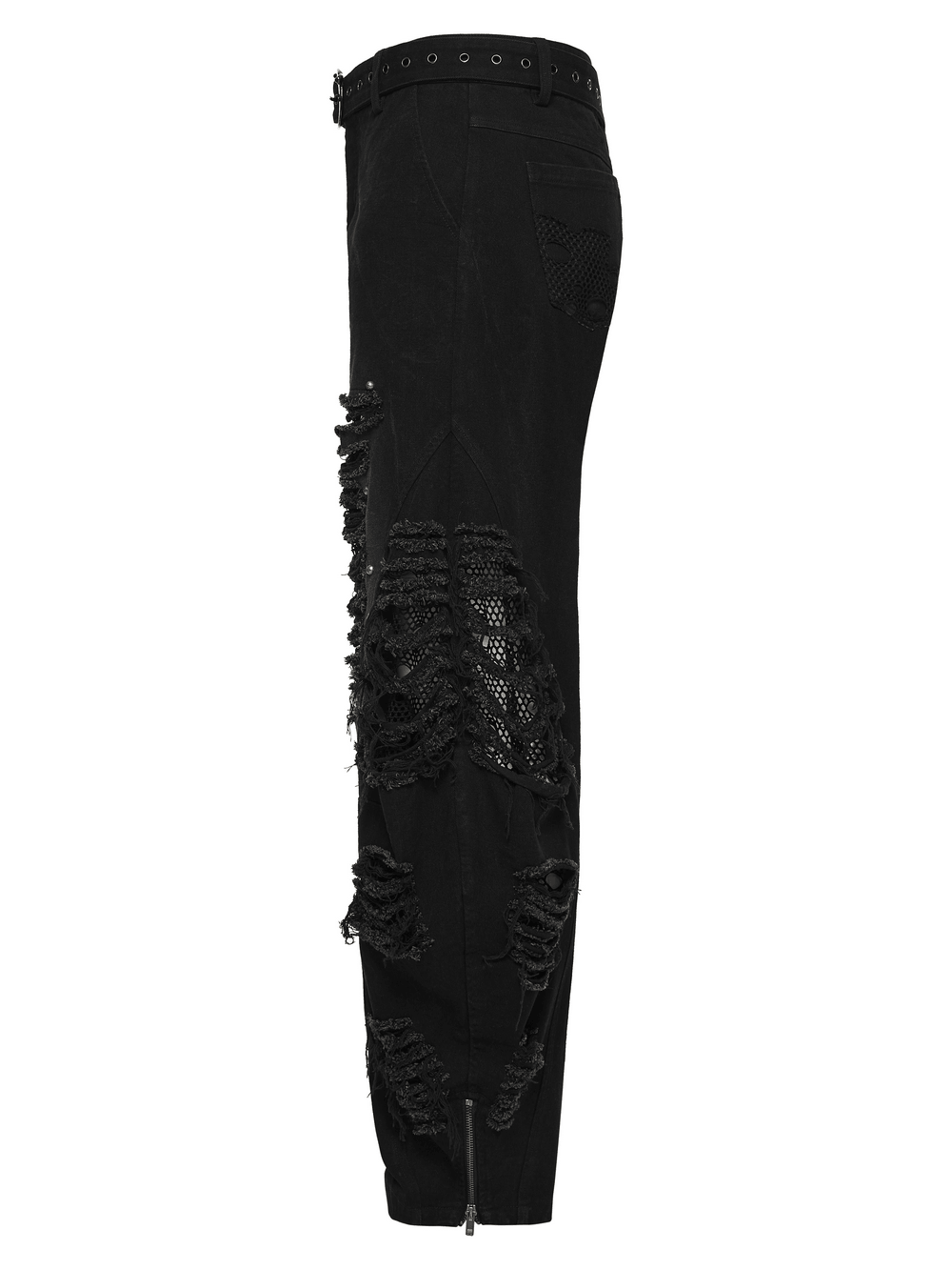 Male Bold Punk Distressed Denim Pants with Studded Rips