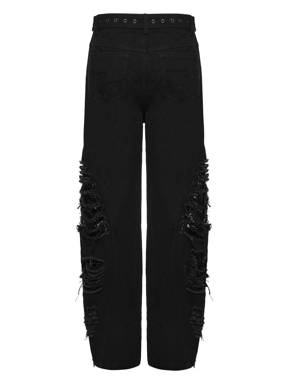 Male Bold Punk Distressed Denim Pants with Studded Rips
