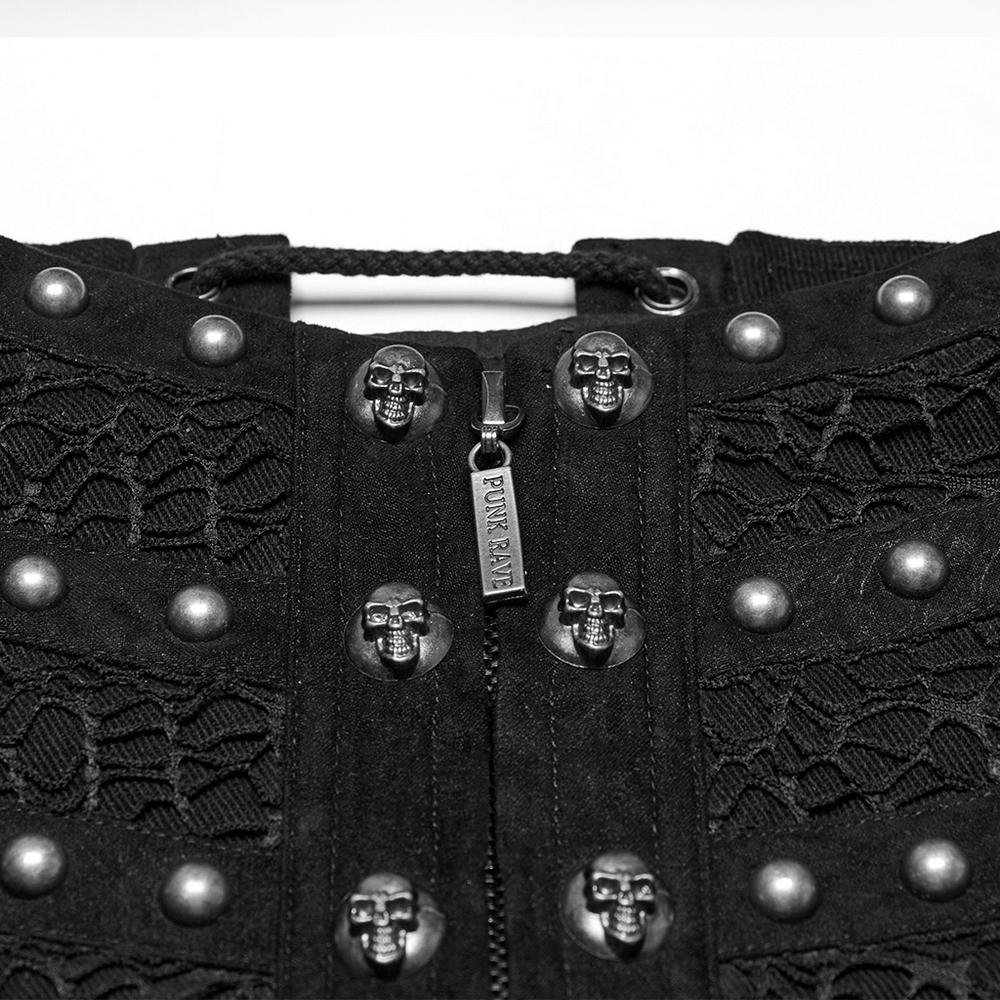 Male Gothic Corset Belt with Rivets and Lace-Up Back