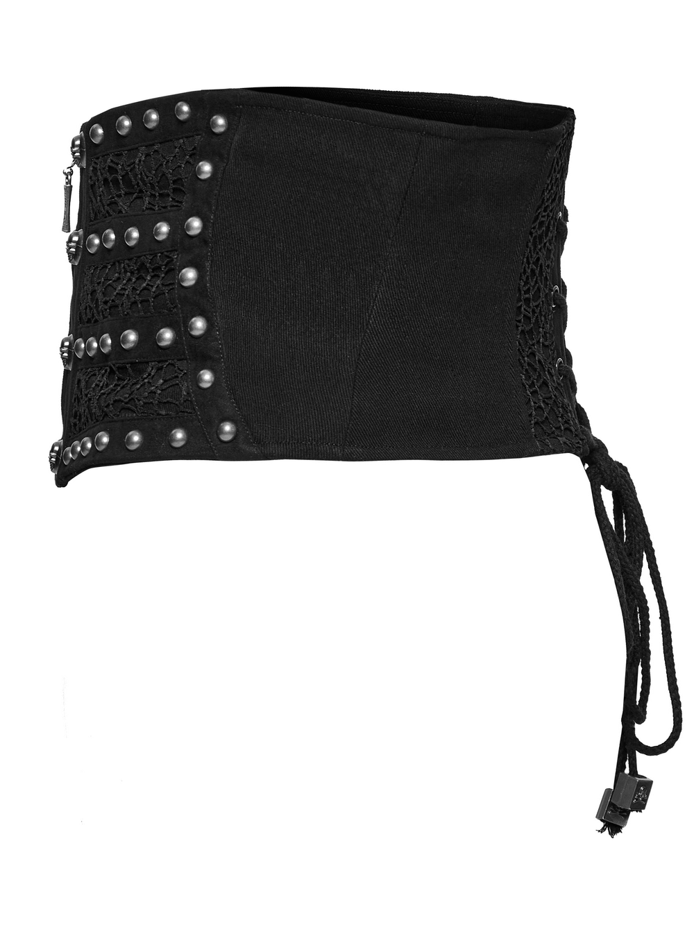 Male Gothic Corset Belt with Rivets and Lace-Up Back