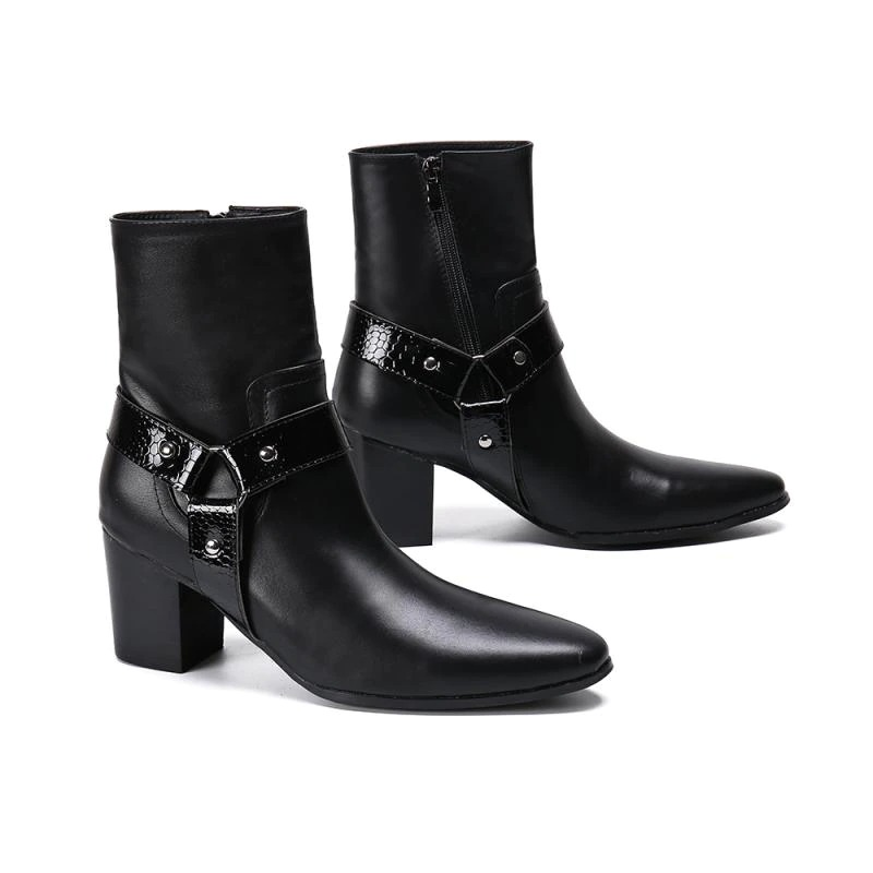 US SALE of Real Leather Ankle Boots / Fashion High Heels Pointed Toe Zip Short Footwear