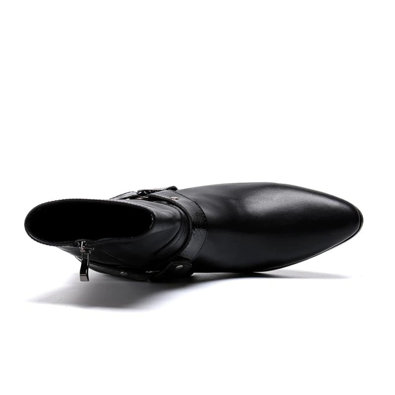 US SALE of Real Leather Ankle Boots / Fashion High Heels Pointed Toe Zip Short Footwear