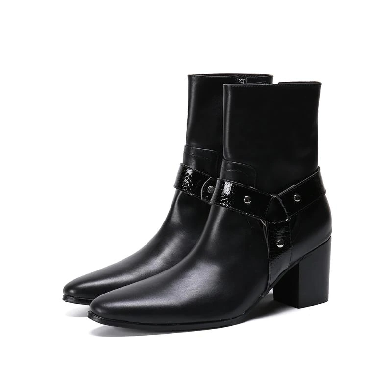 US SALE of Real Leather Ankle Boots / Fashion High Heels Pointed Toe Zip Short Footwear