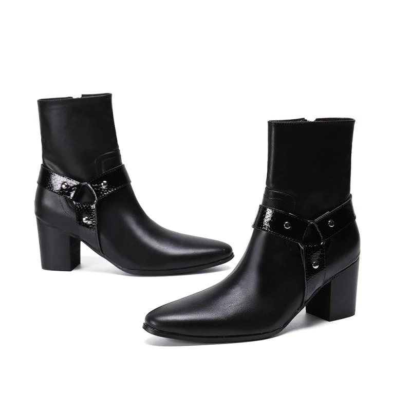 US SALE of Real Leather Ankle Boots / Fashion High Heels Pointed Toe Zip Short Footwear