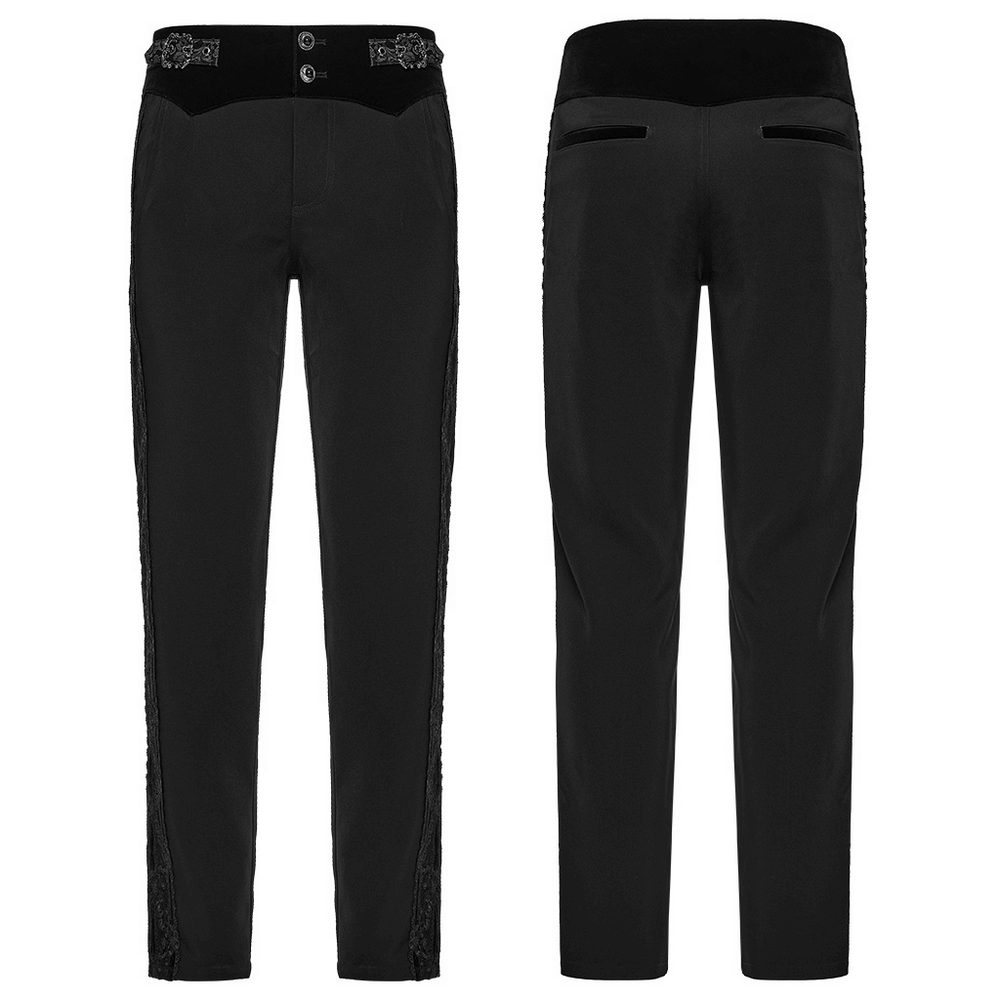 Male Velvet Trim Tailored Trousers with Lace Side Panels