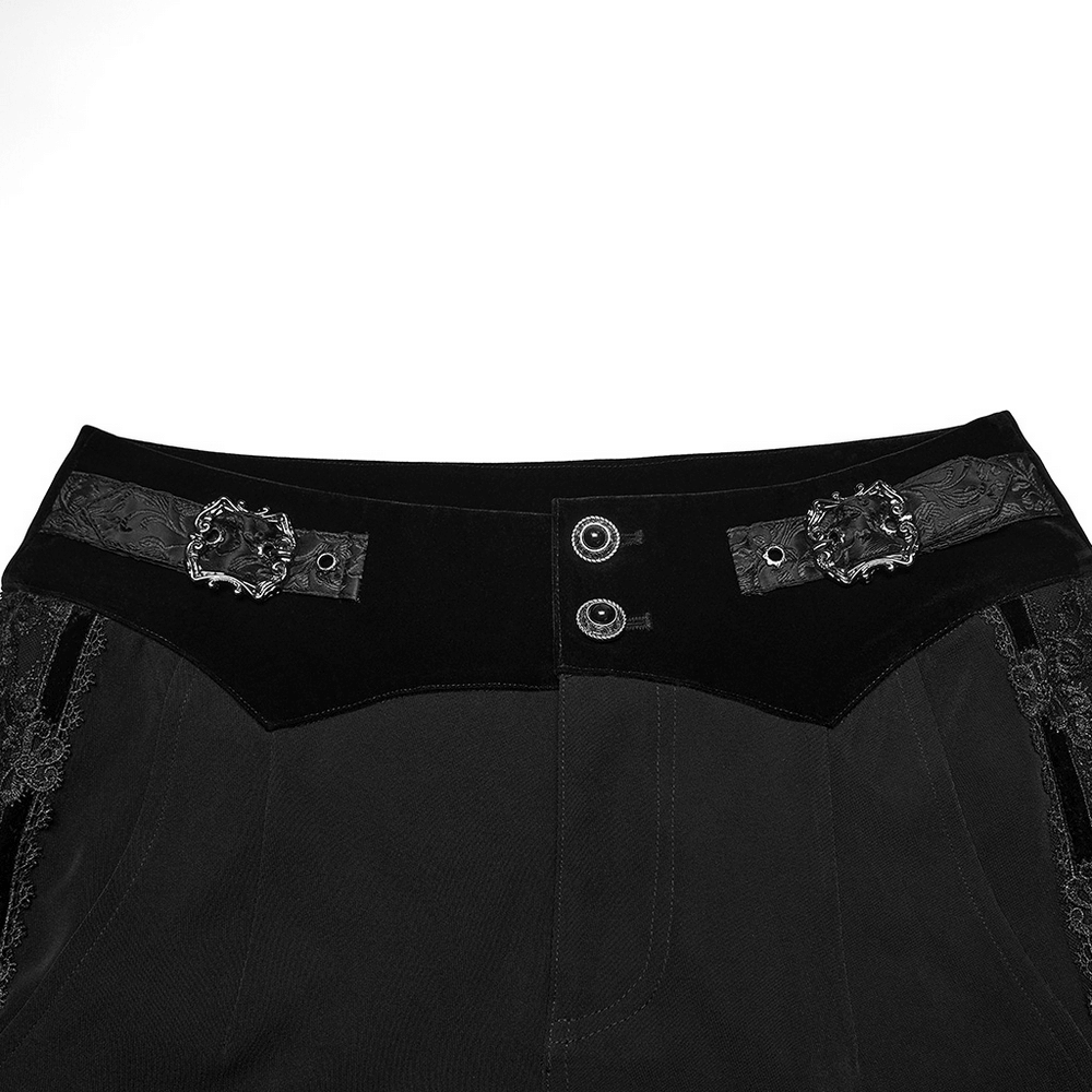 Male Velvet Trim Tailored Trousers with Lace Side Panels
