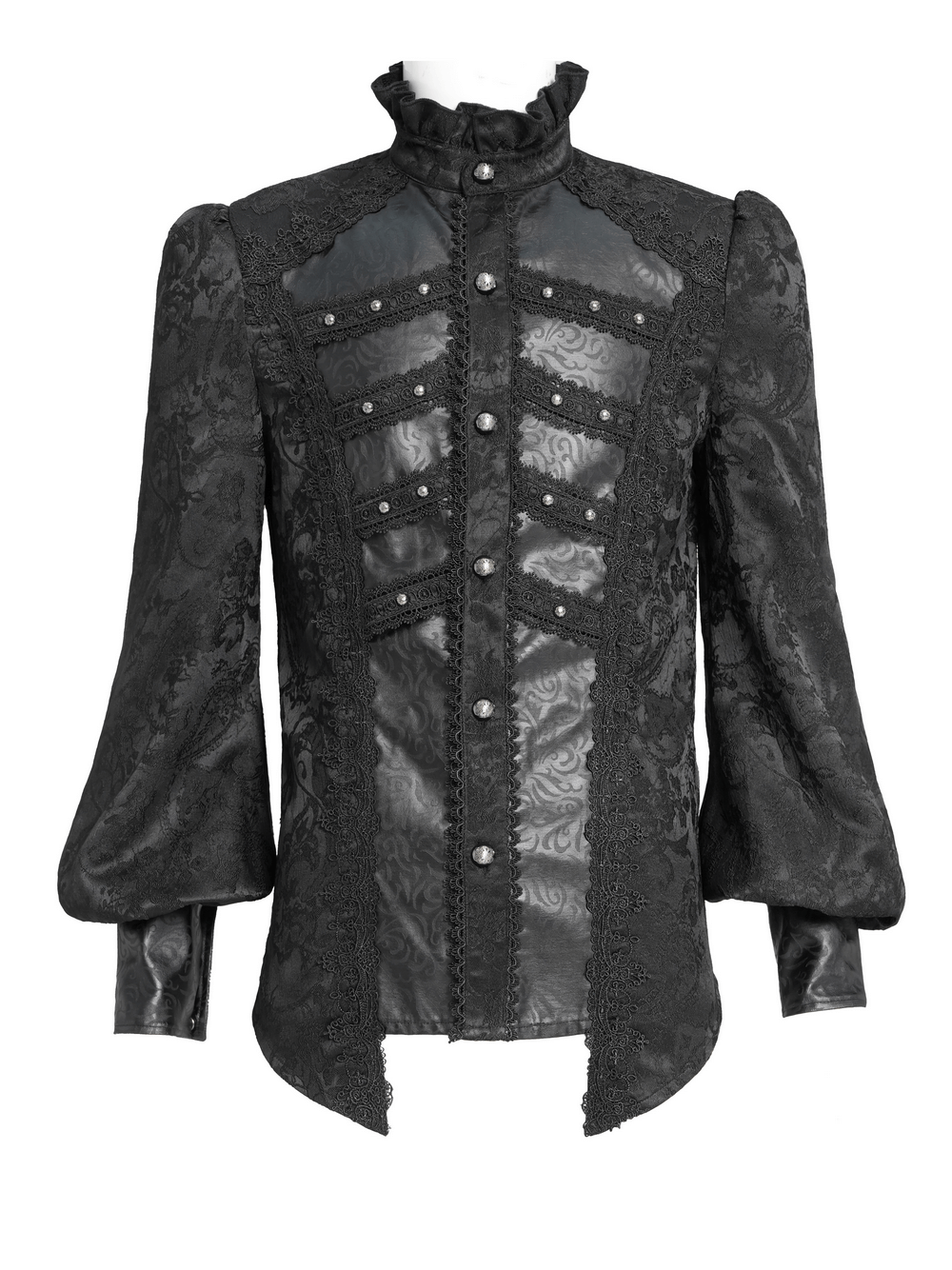 Male Victorian Shirt with Brocade and Leather Trim