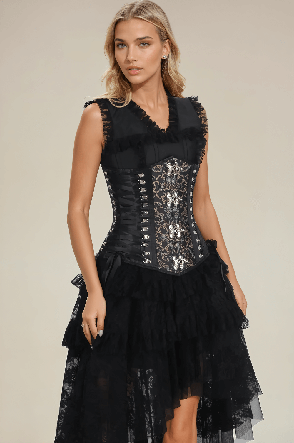 Maurice Gothic Scrollwork Tapestry Corset with Steel Boning
