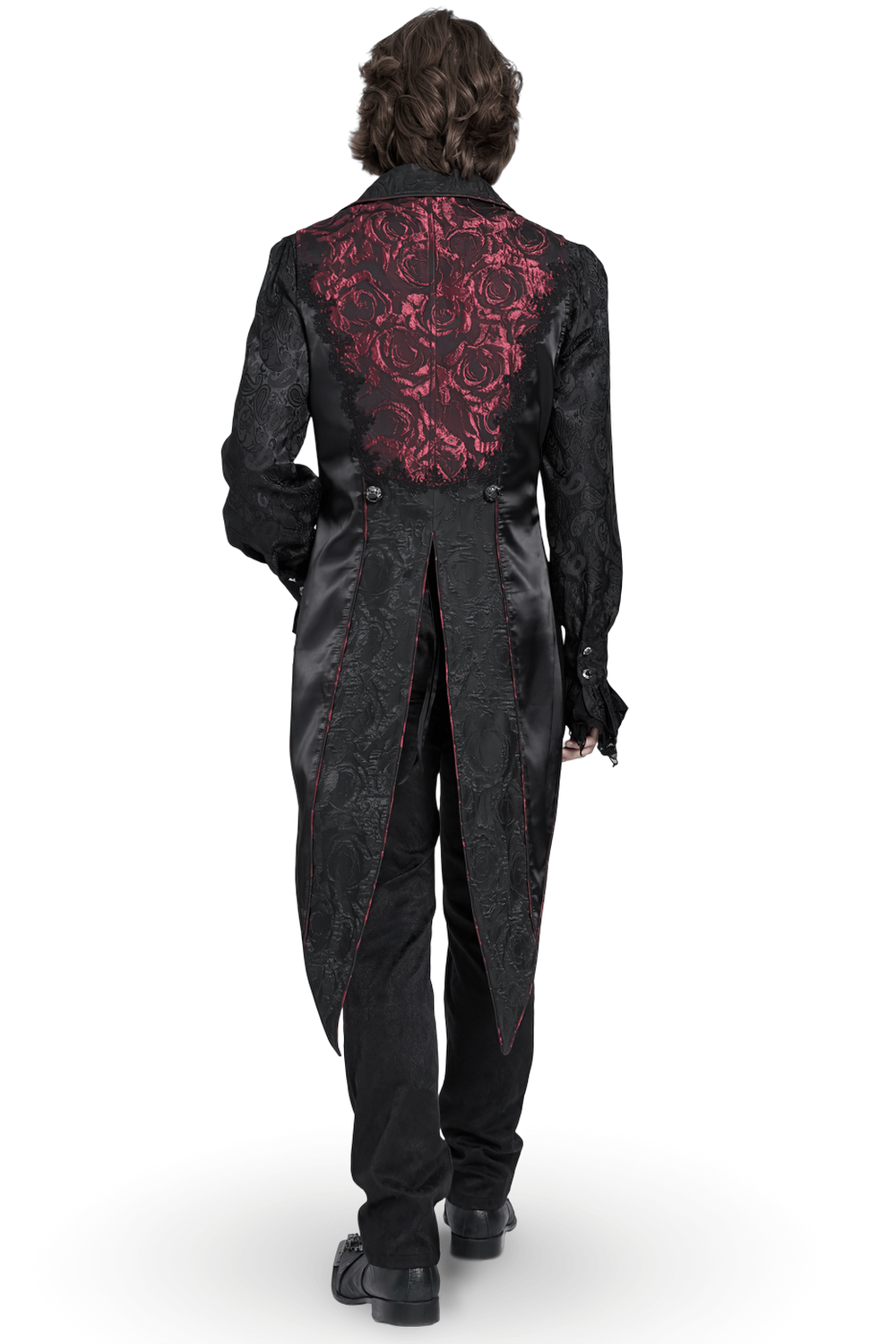 US SALE of Men's Gothic Brocade Tailcoat Vest with Cross Detail