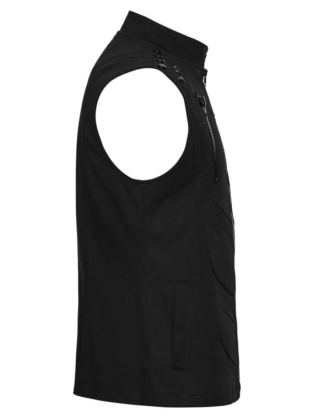 Men's Black Industrial Punk Vest with Rivet Detail