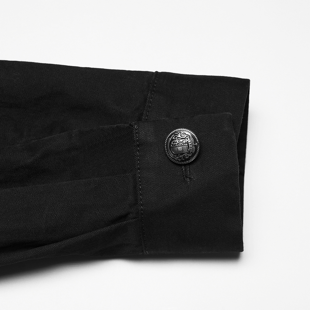 Men's Black Punk Workwear Shirt with Zip Pockets