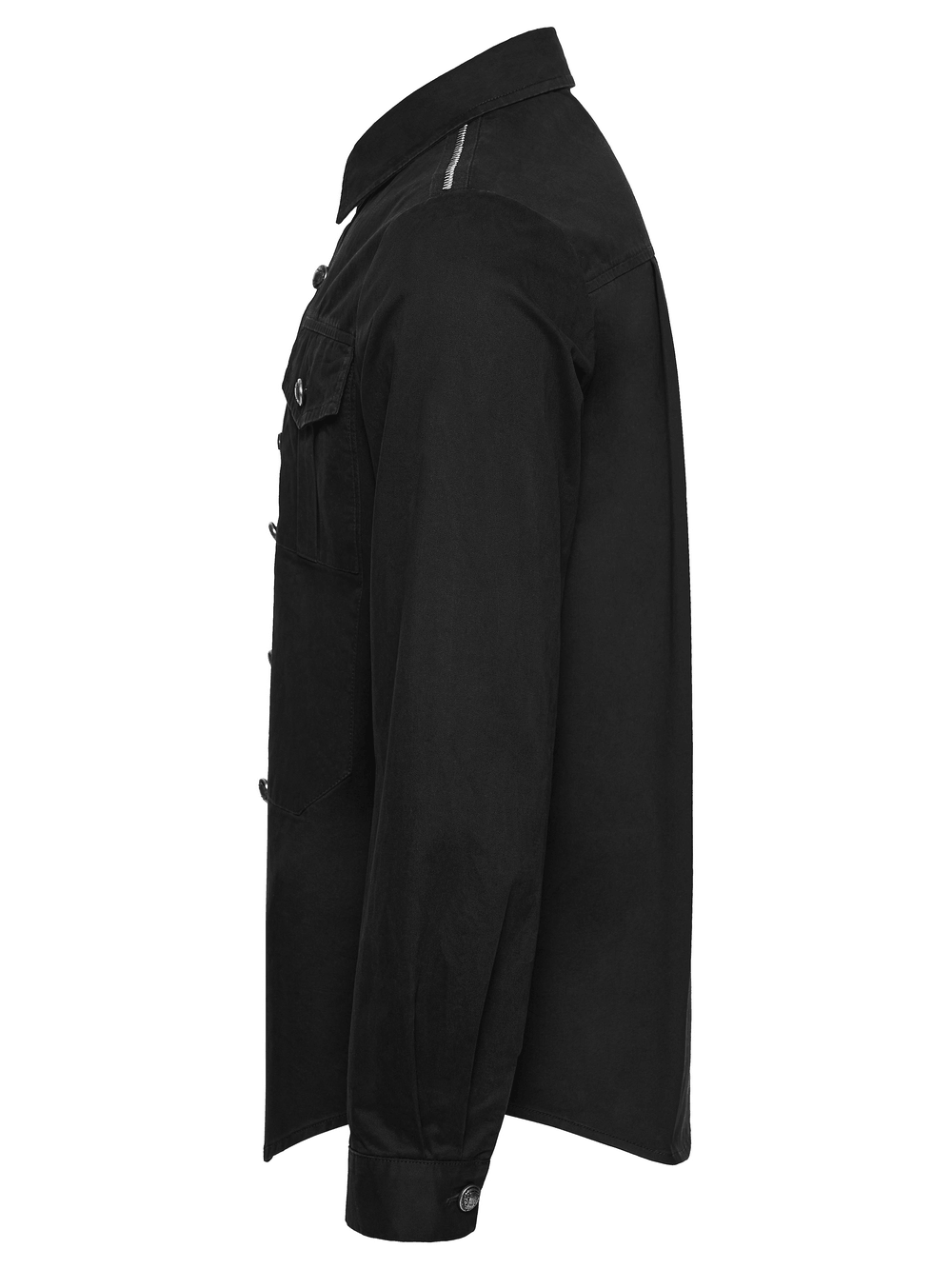 Men's Black Punk Workwear Shirt with Zip Pockets