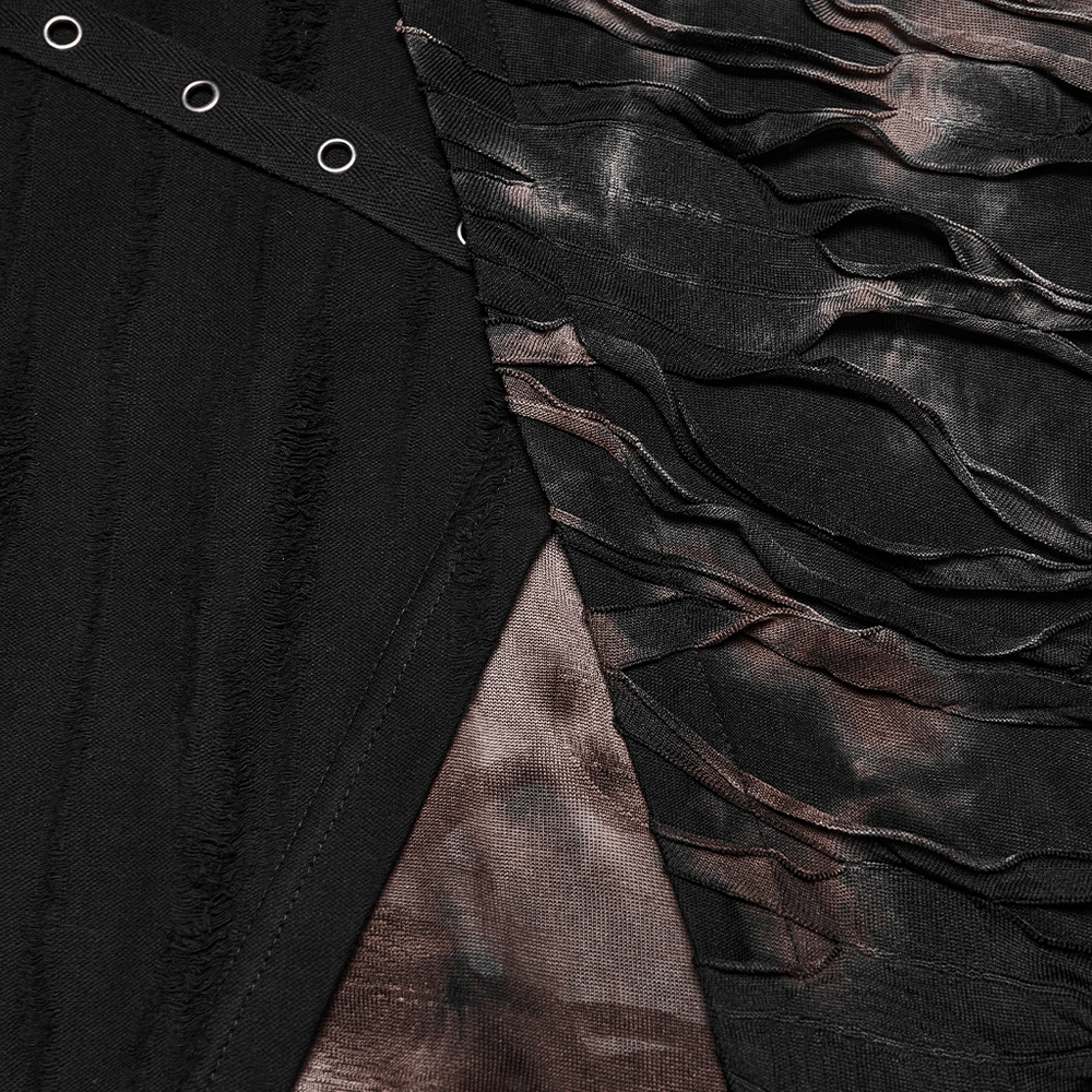 Men's Brown Post-Apocalyptic Hooded Asymmetric Sleeveless Top