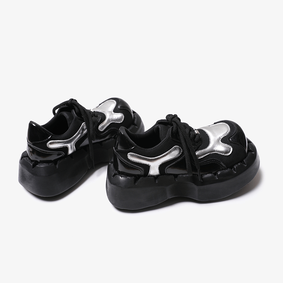 Men's Cyber Goth Platform Sneakers with Silver Panels