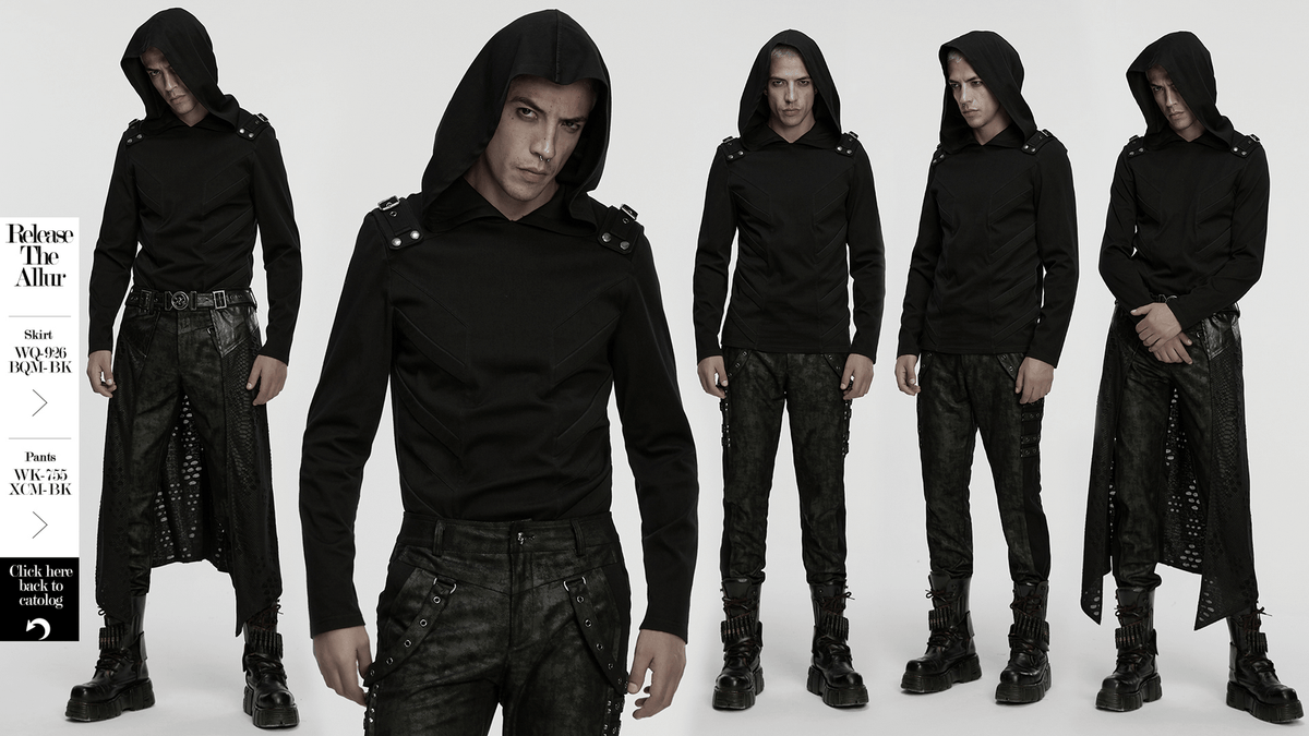 Men's Cyberpunk Hooded Top with 3D Panel Design