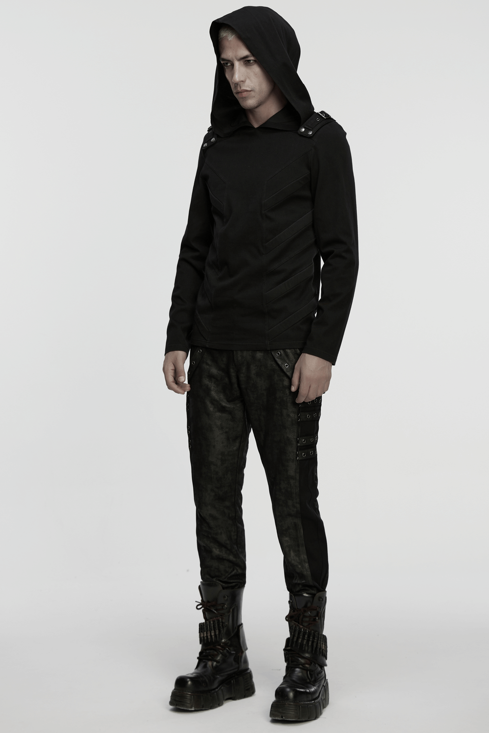 Men's Cyberpunk Hooded Top with 3D Panel Design